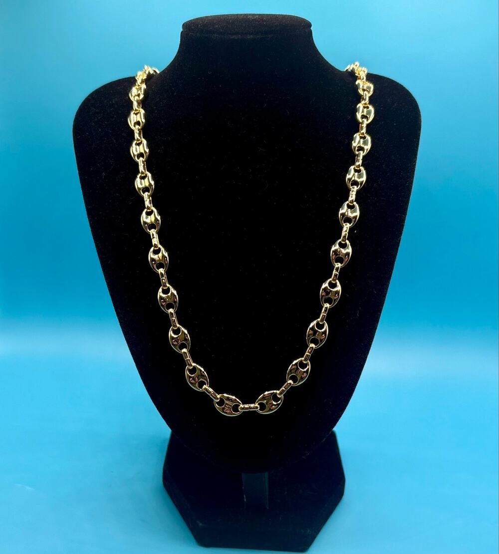 NEW 22" 9mm 14k Stamped Anchor Puff Chain W/ Lobster Claw